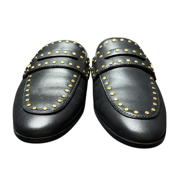 Coach Faye Studded Loafer Slide Mules - Black Leather - 7 - Picture 7 of 12